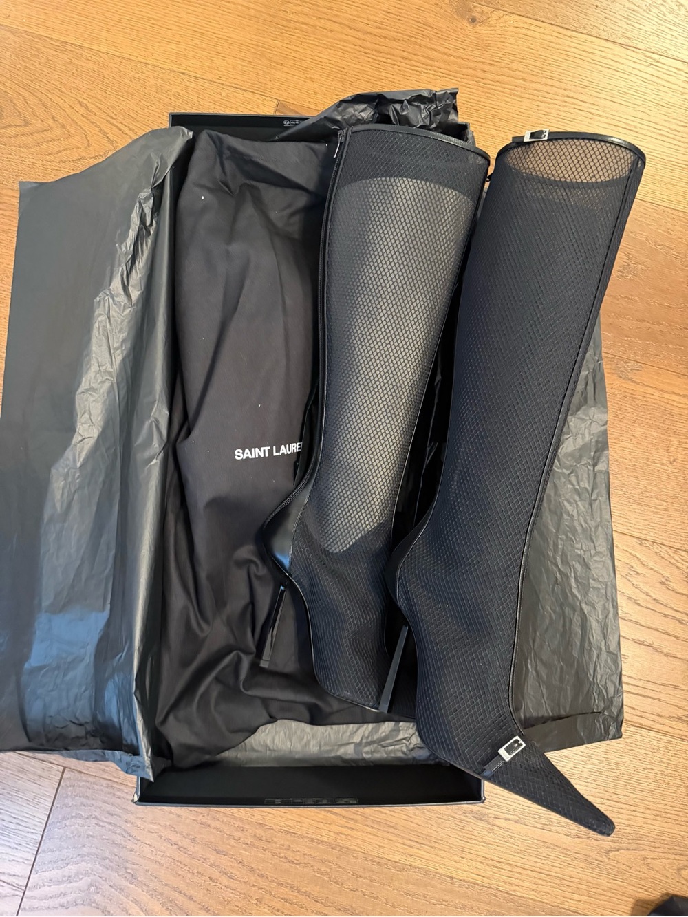 Saint Laurent Oxalis boots in mesh